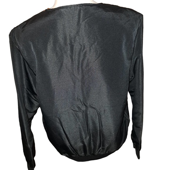 NIB- Isaac Mizrahi Live Black Quilted Lace Zip Jacket Rib Knit Trim -Medium - Picture 6 of 7